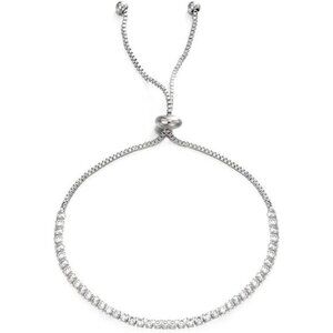 Shejuety Adjustable Tennis Bracelet with Cube Zirconia Crystal Sliding Buckle